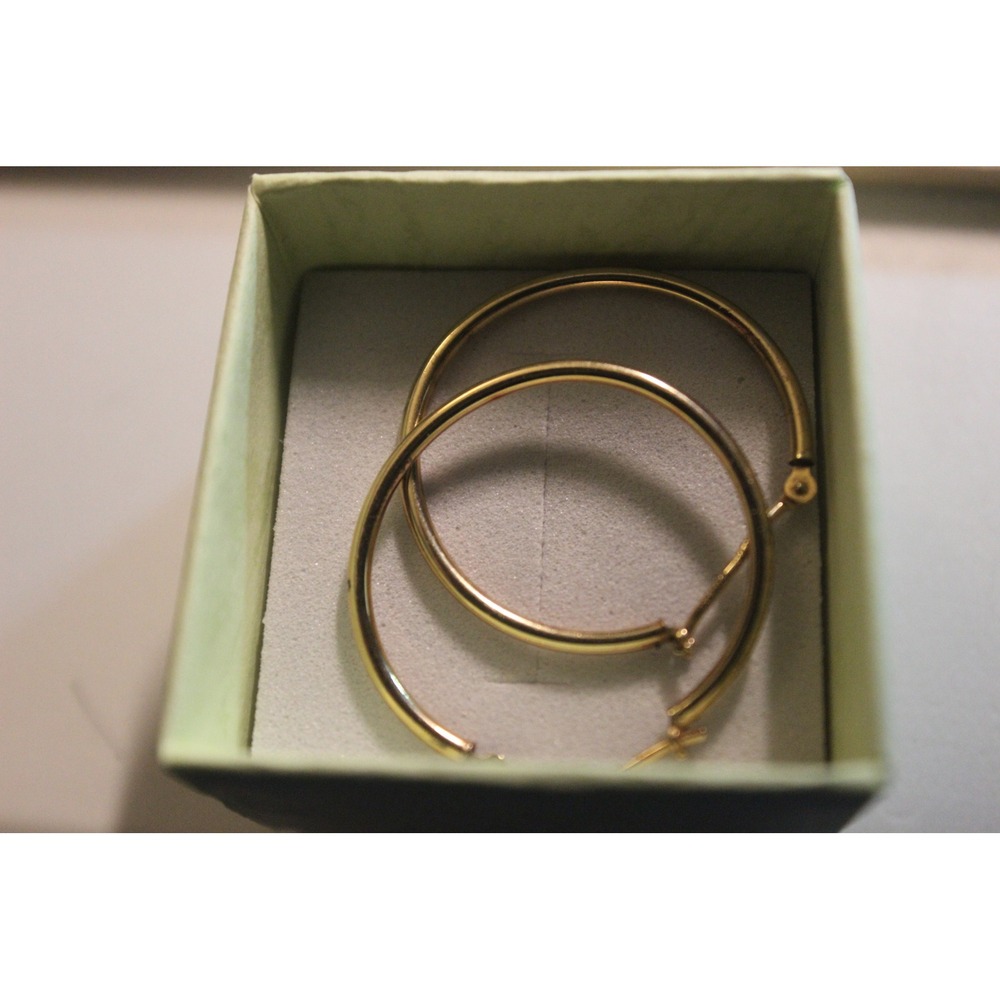 JCM 10K Gold Filled 925 Sterling Silver Hoop Earrings Yellow Gold 1.52g